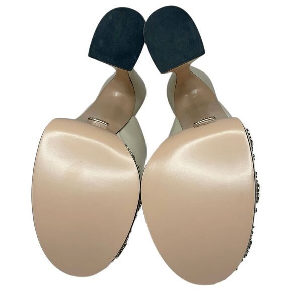 Gucci Janaya GG Studded Platform Sandals Mystic White Size 39 + Box & Dust Bags - Picture 10 of 12